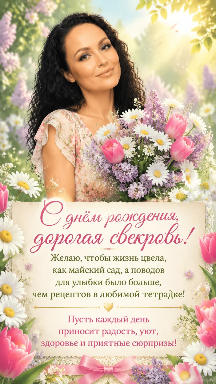 Фотосессия свекрови на весеннем лугу