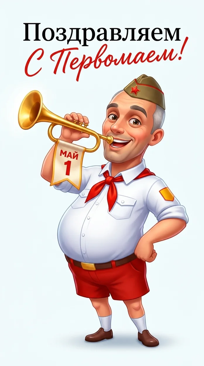 Милая карикатурная иллюстрация на 1 Мая с вашим фото 