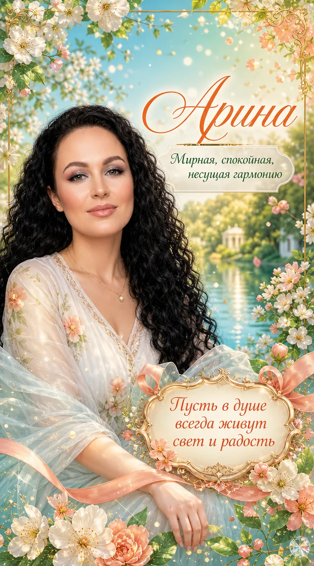 «Арина» открытка поздравительная с фото 