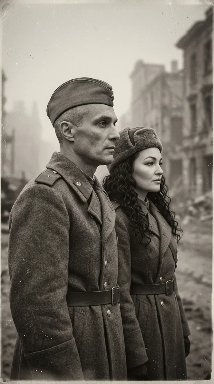 ИИ Старая архивная фотография времён Великой Отечественной войны 