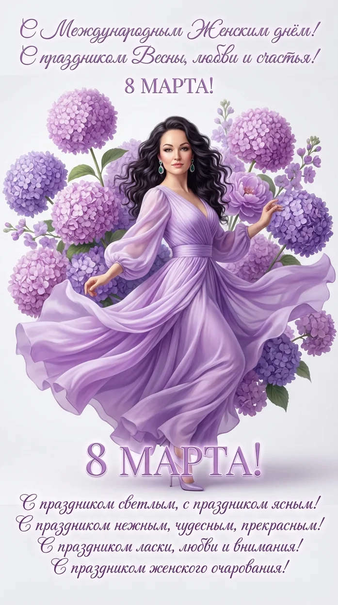 Премиальная открытка с 8 Марта с вашим фото и пожеланием 