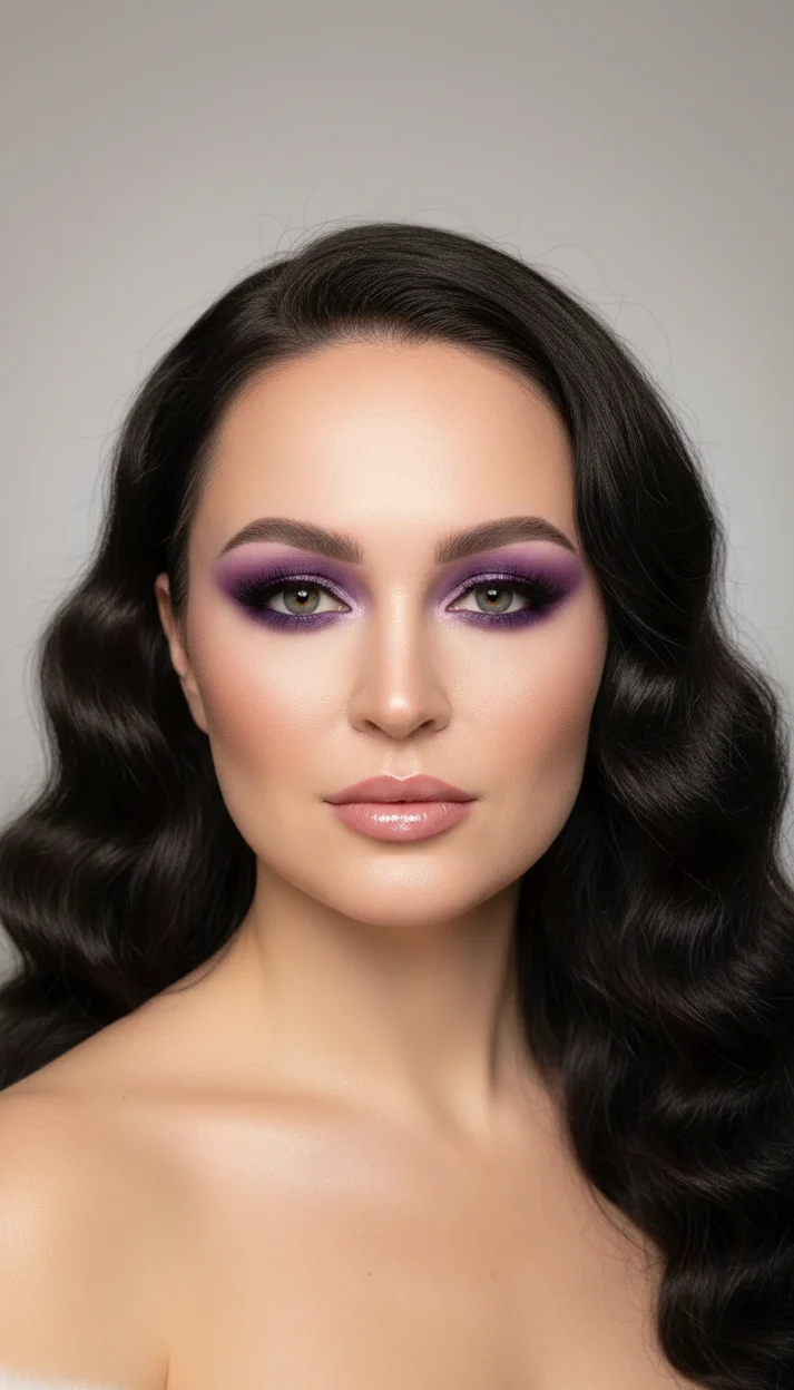  ЛИЛОВЫЙ ГЛАМ-БЬЮТИ МАКИЯЖ С ЯРКИМИ ФИОЛЕТОВЫМИ ТЕНЯМИ