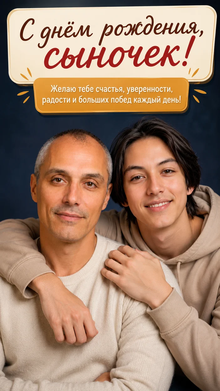 Фотооткрытка для сына с поздравлением "С днём рождения, сыночек!"