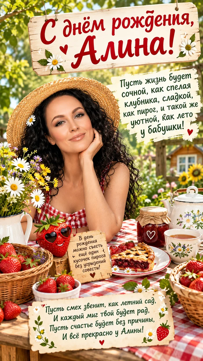 Фотосессия дачная открытка-баннер для Алины
