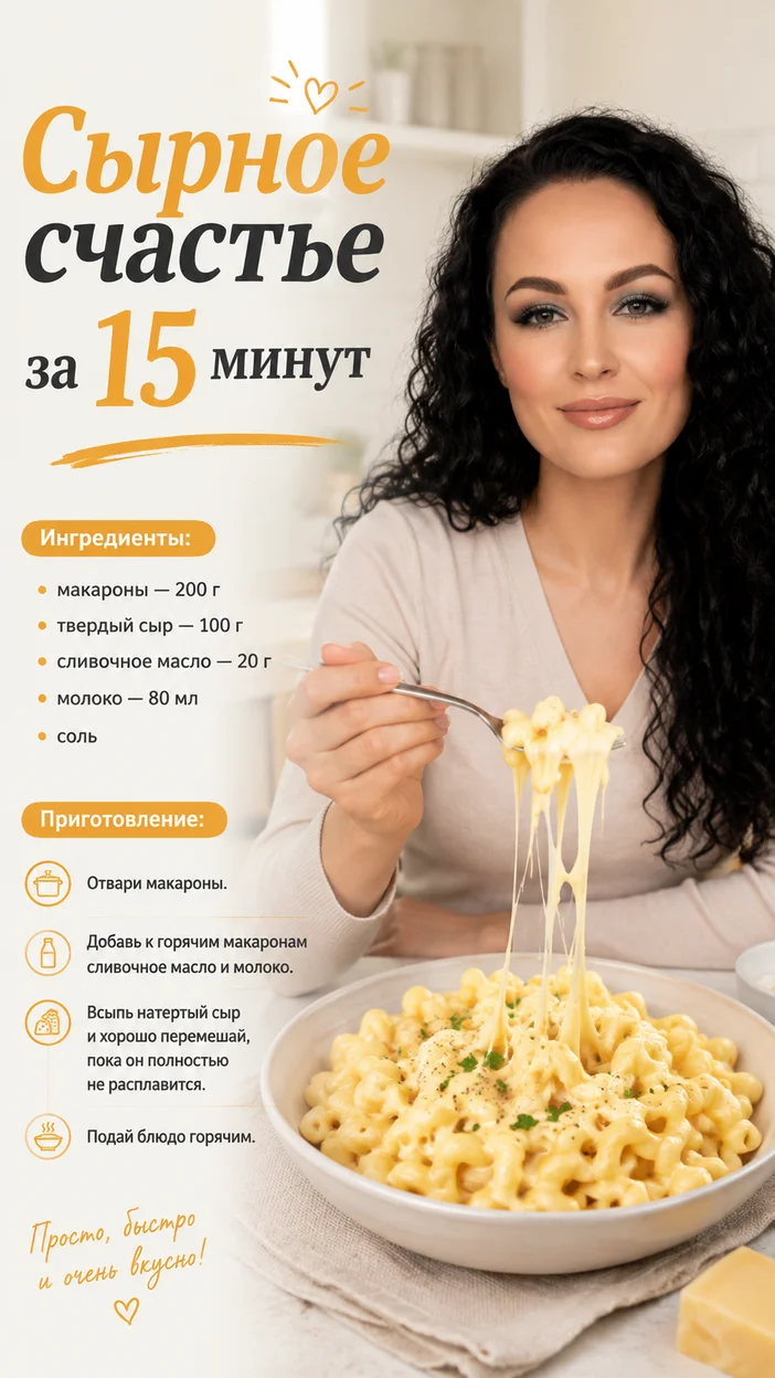 Фотосессия сырных макарон за 15 минут