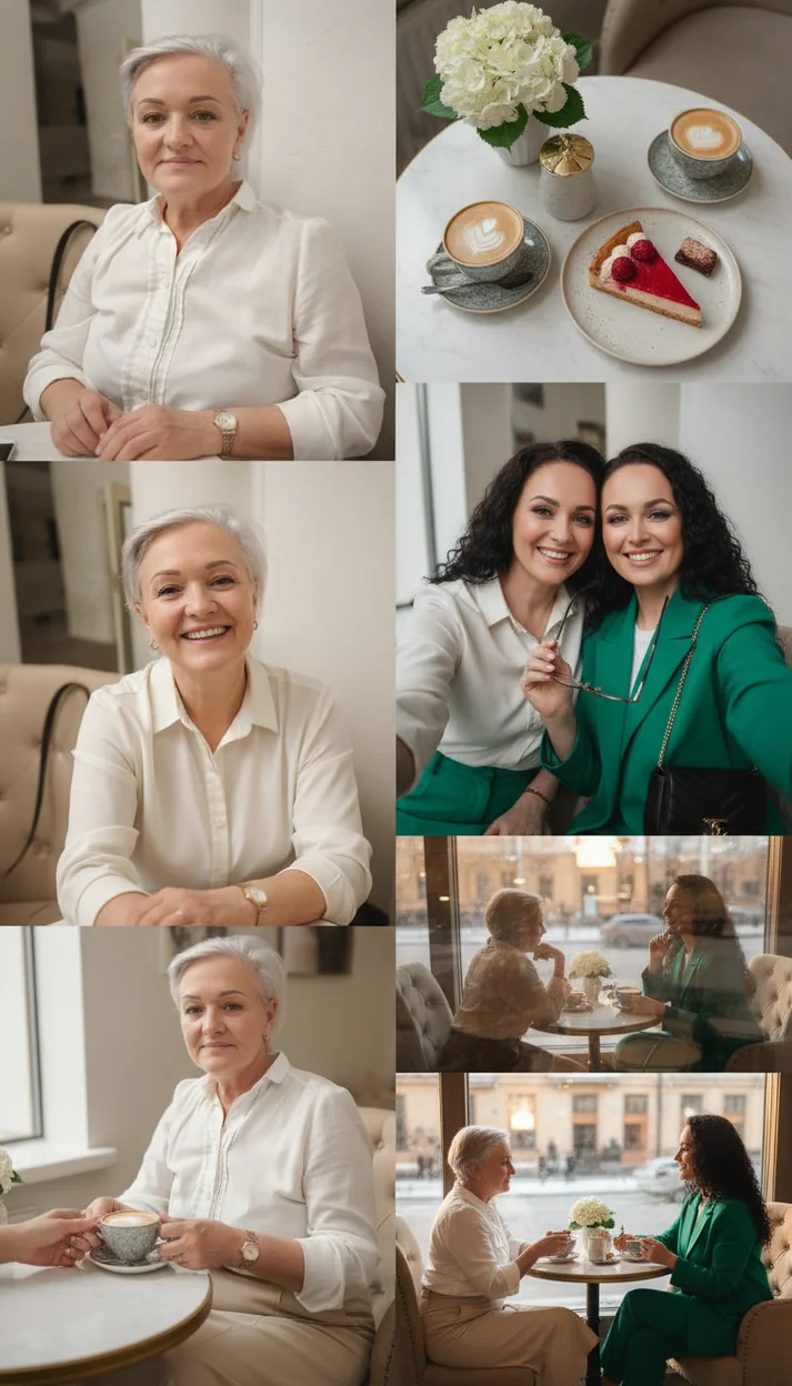  Коллаж с мамой в уютном кафе