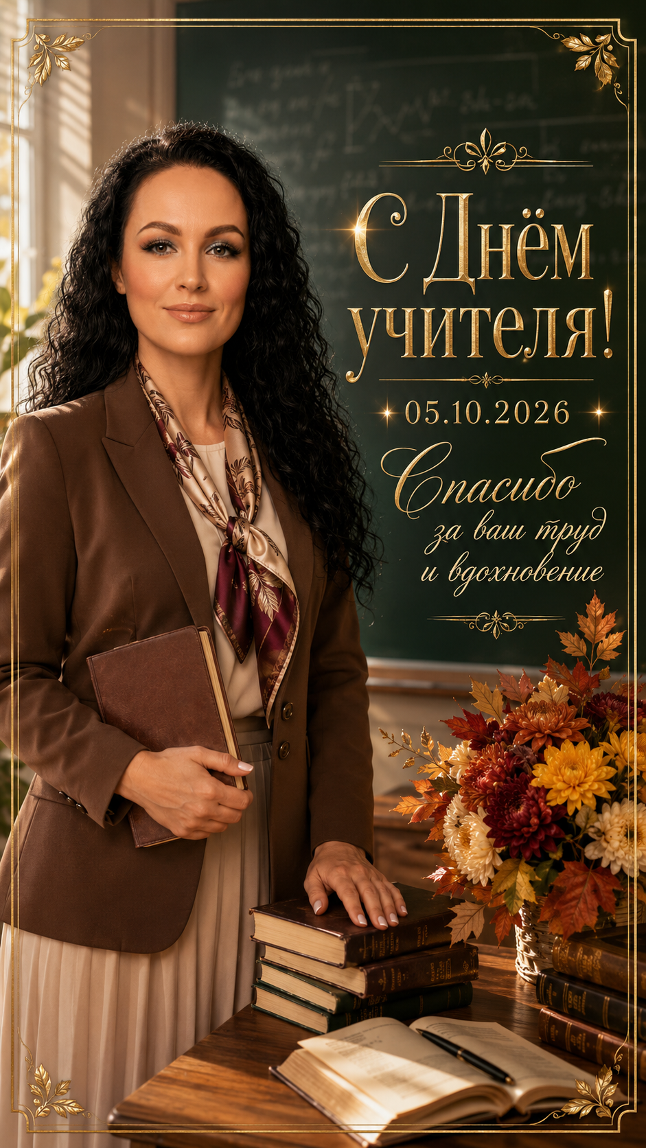 День учителя — 05.10.2026 — тёплая классная открытка