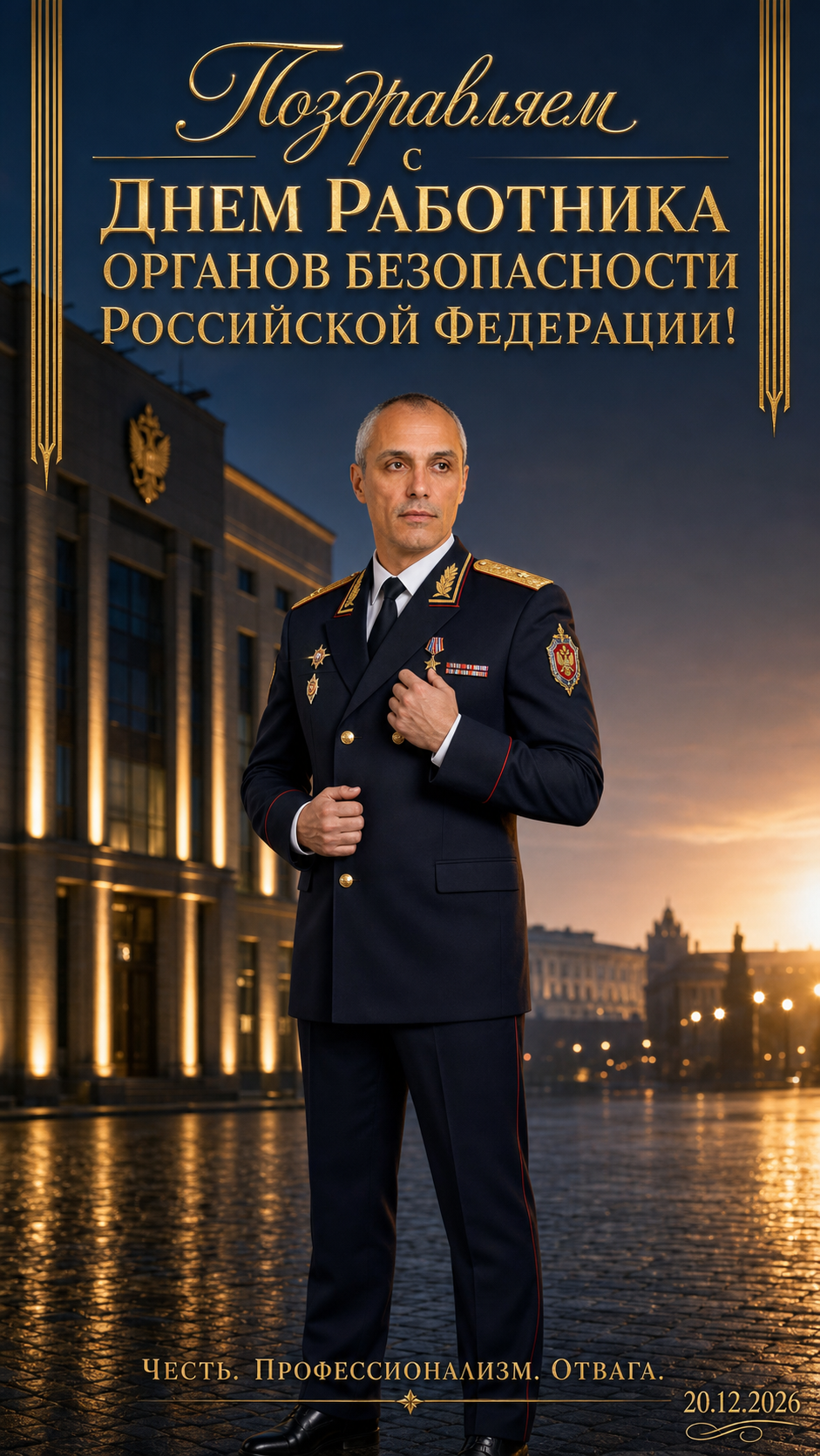День работника органов безопасности Российской Федерации — 20.12.2026 — торжественная вертикальная фотосессия