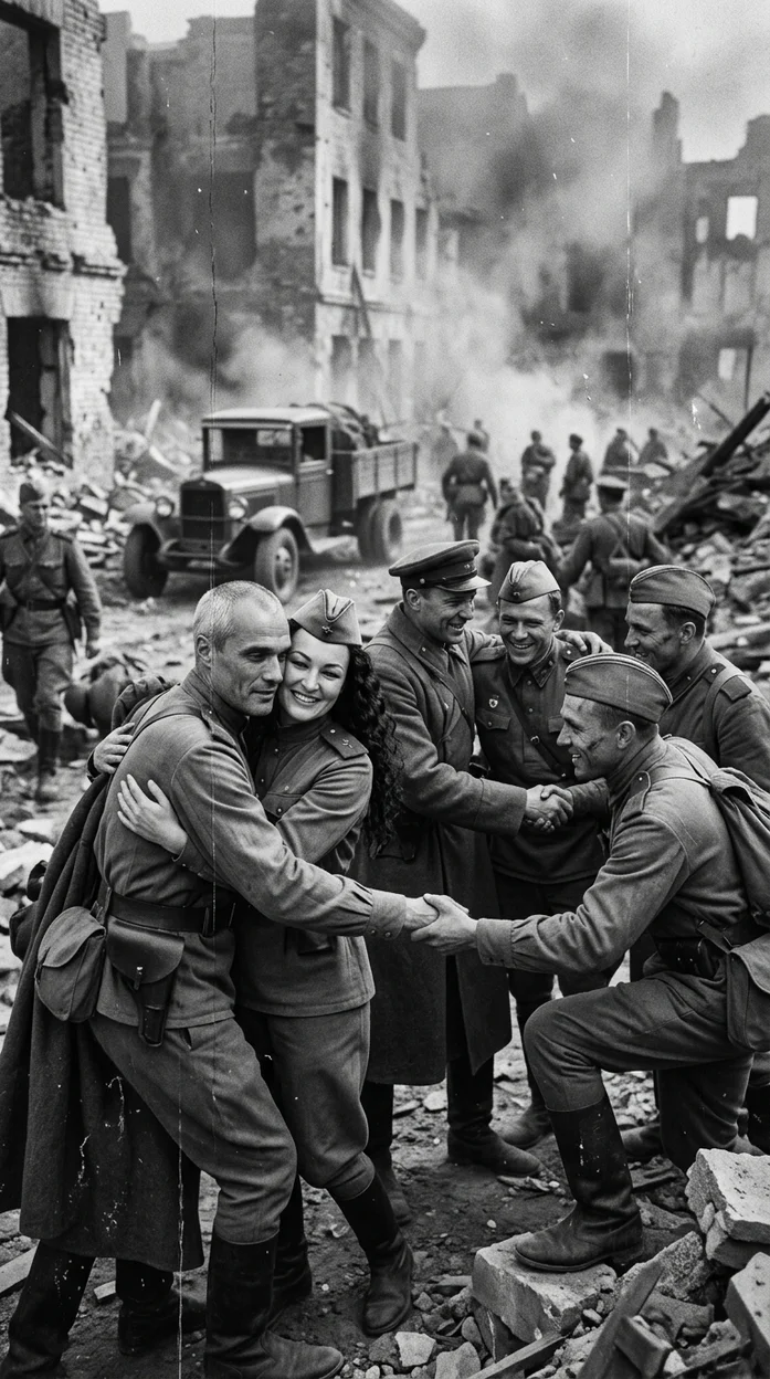 фотореалистичная сцена в стиле документальной военной фотографии времён Великой Отечественной войны (2 или 1 фото)