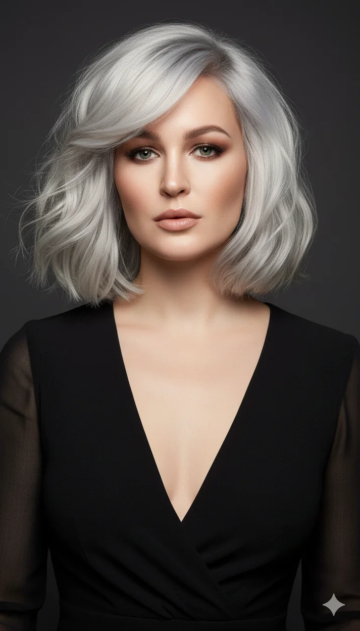 Текстурный платиновый боб с мягкой волной