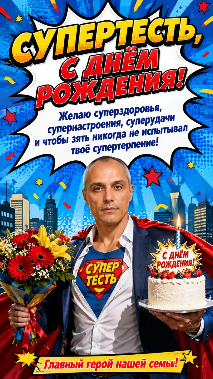 Фотосессия тестя на пляже с поздравлением