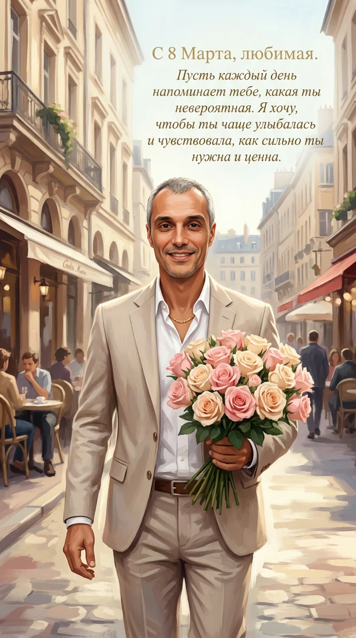 Открытка для женщины с 8 марта с фото 