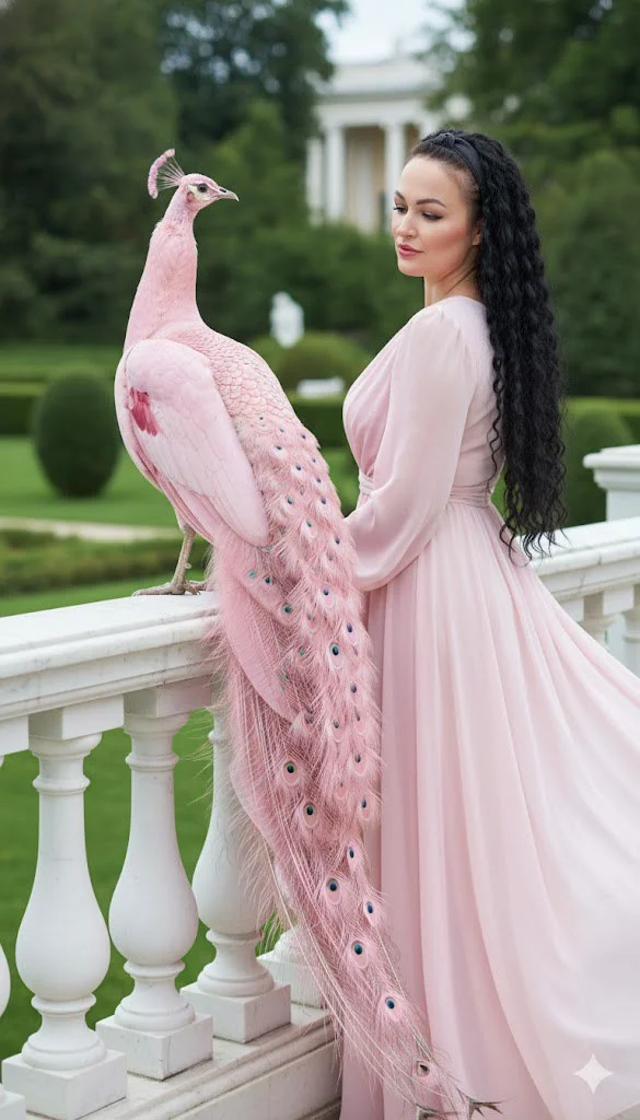 Розовый мрамор и перья