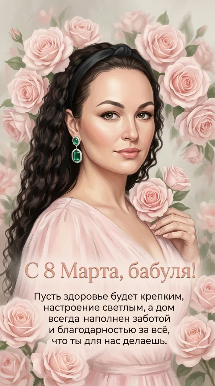 Открытка для бабушки с 8 марта  и вашим фото