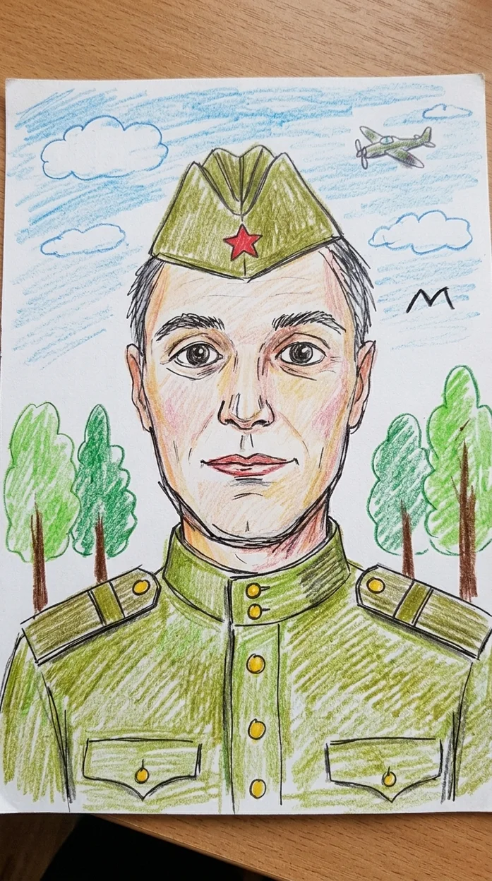 етский рисунок цветными карандашами на белой бумаге