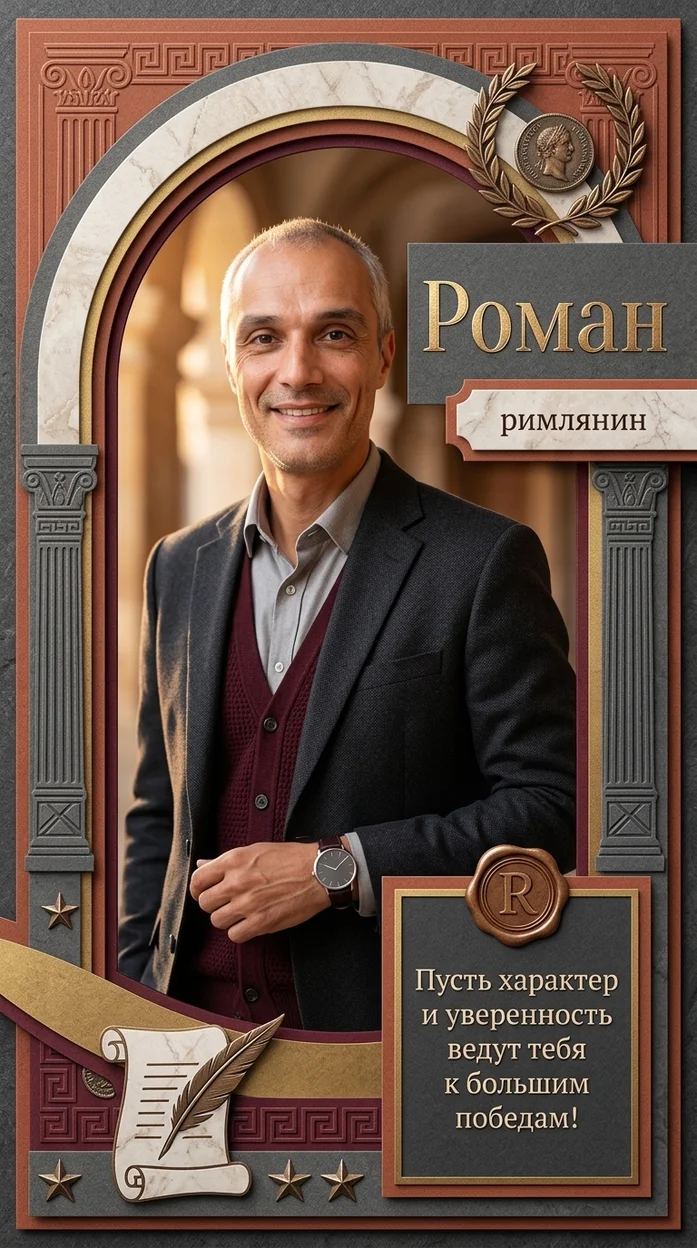 «Роман» именная открытка