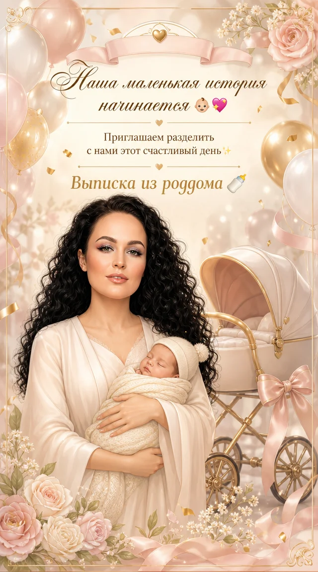 Пригласительная на выписку из роддома ИИ