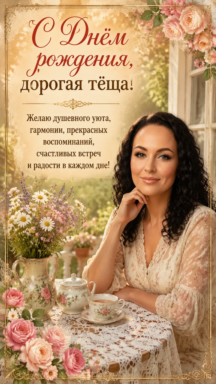 Фотосессия тёщи в винтажном саду
