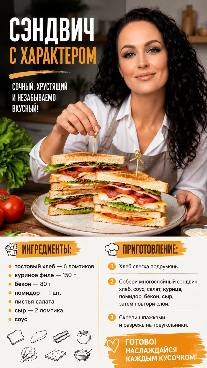 Фотосессия клубного сэндвича