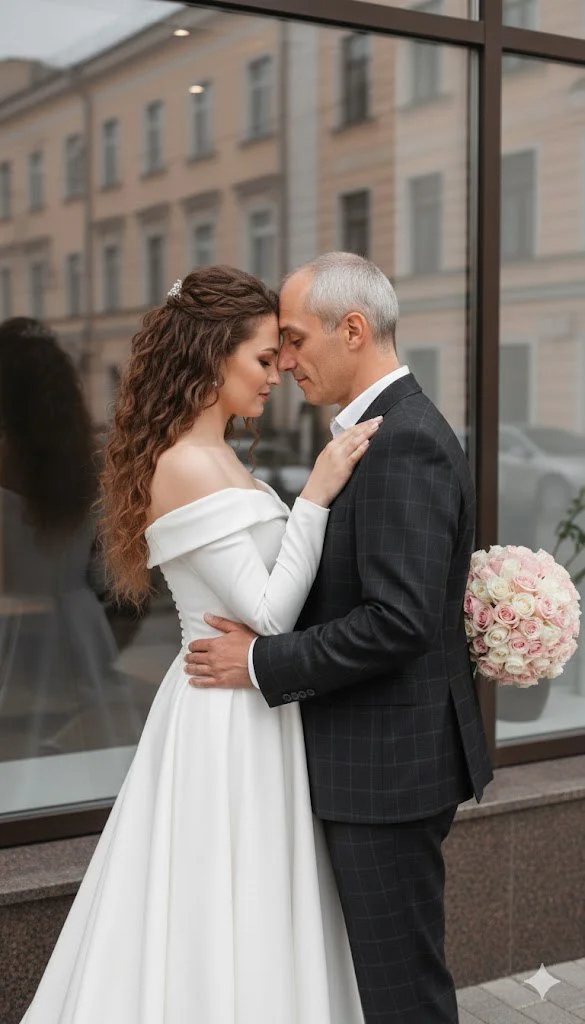 Свадебное отражение в городе