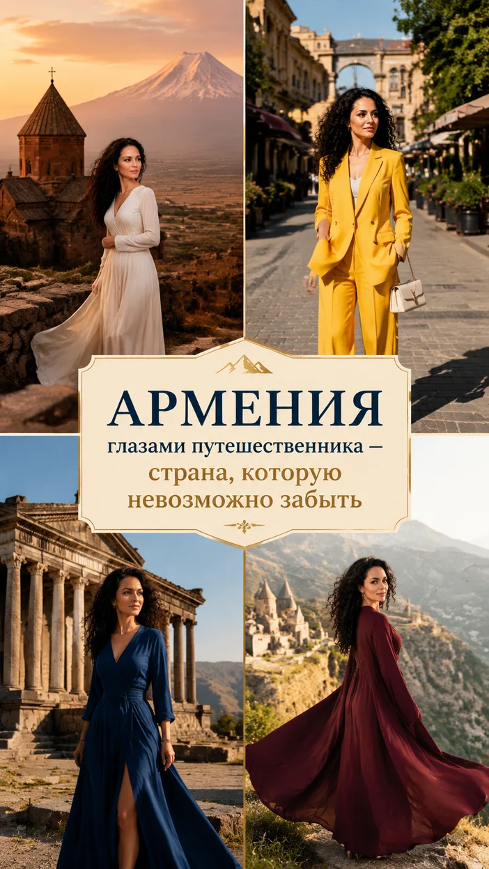 Фотосессия женщины в молочном платье у Хор Вирапа и Татева