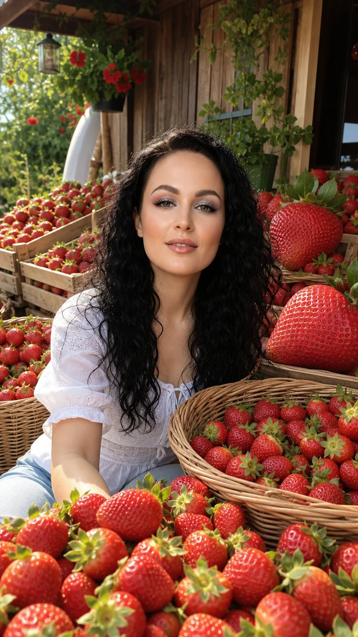реалистичное фото с большим количеством клубники