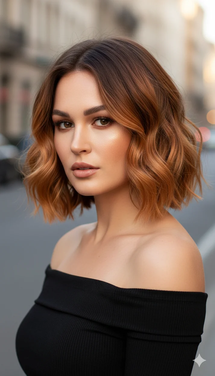 Текстурный боб с медным омбре