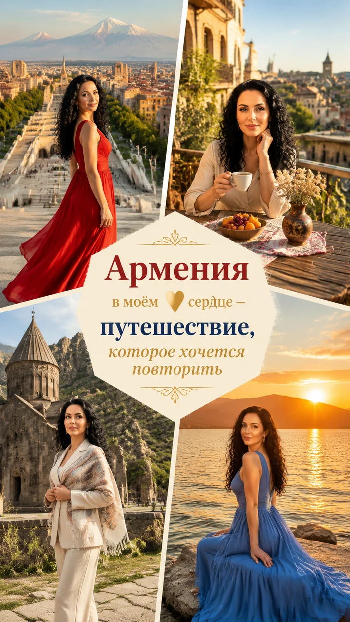 Фотосессия женщины в красном платье в Ереване и у Севана