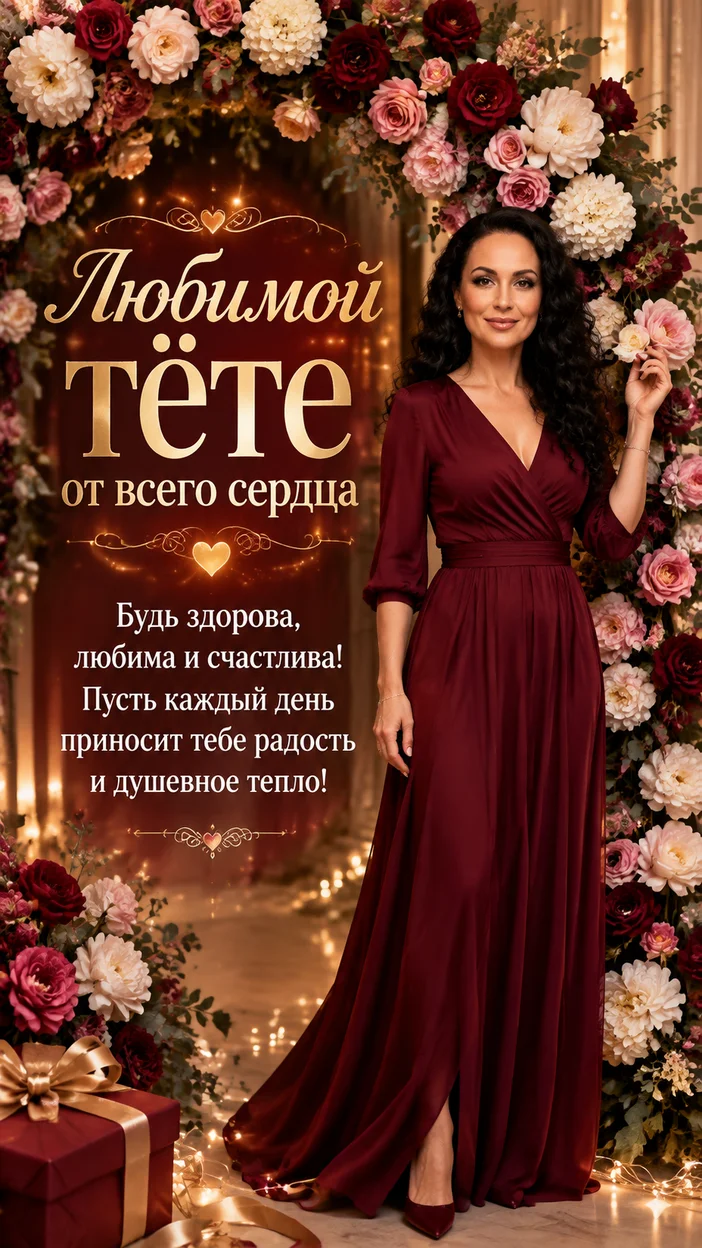 Торжественная открытка тёте