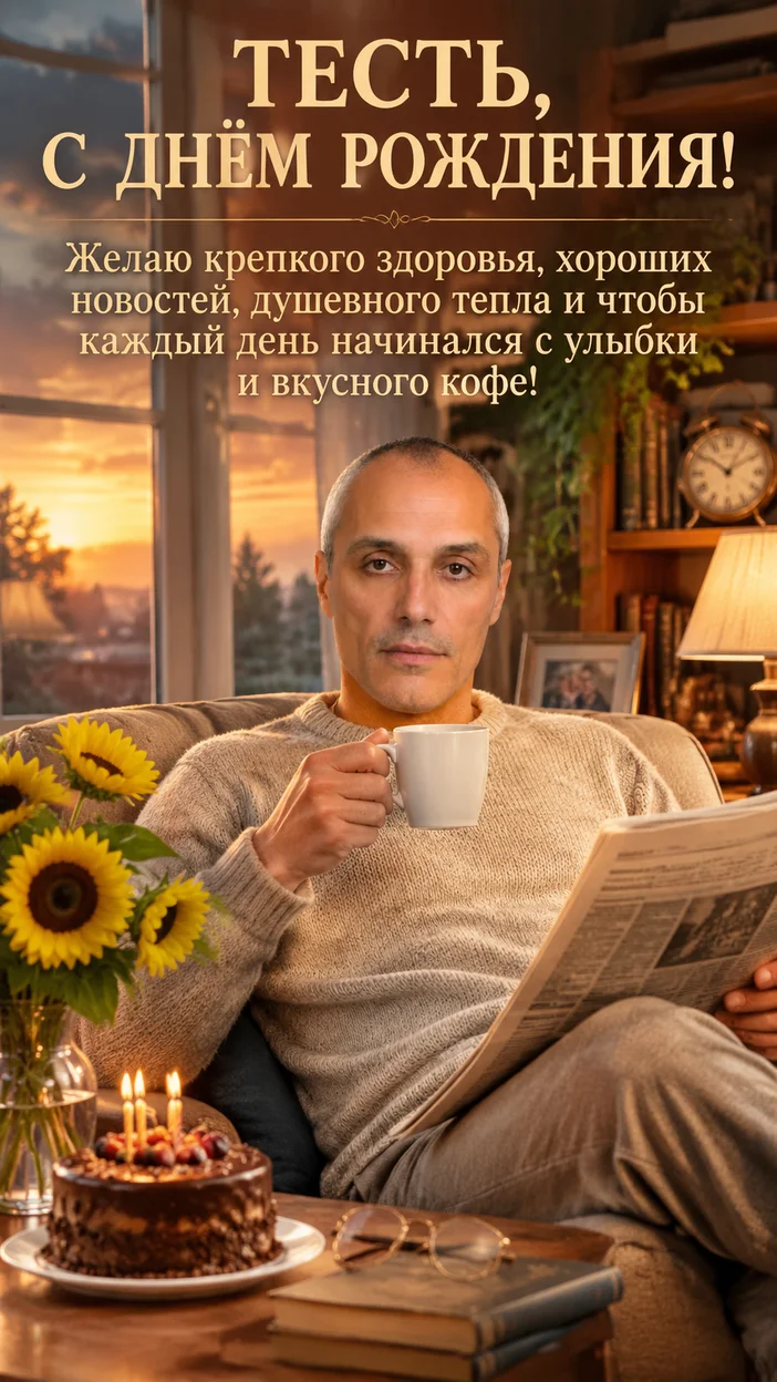 Фотосессия тестя в кресле у окна