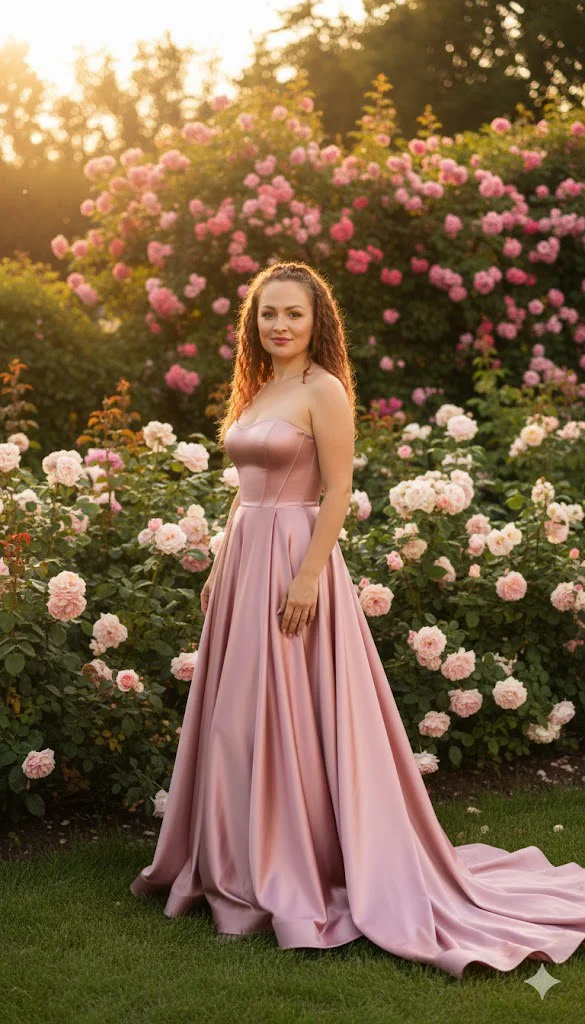 Розовый атлас в саду