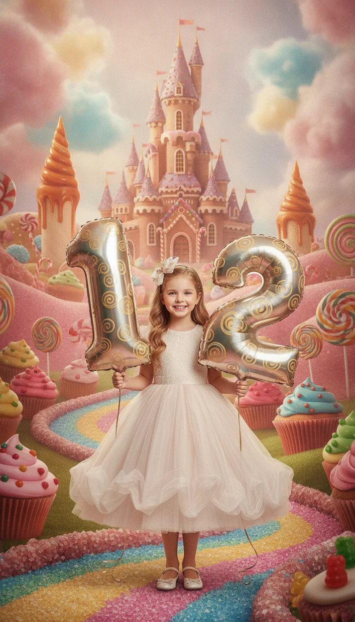  Фотосессия на 12 лет в сказочной стране сладостей с шарами 12