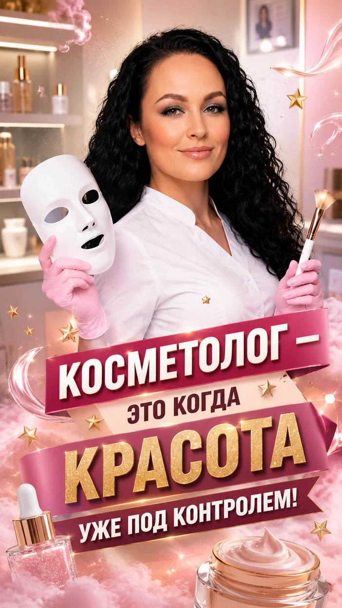 Фотооткрытка для косметолога с поздравлением "КОСМЕТОЛОГ — ЭТО КОГДА КРАСОТА УЖЕ ПОД КОНТРОЛЕМ!"
