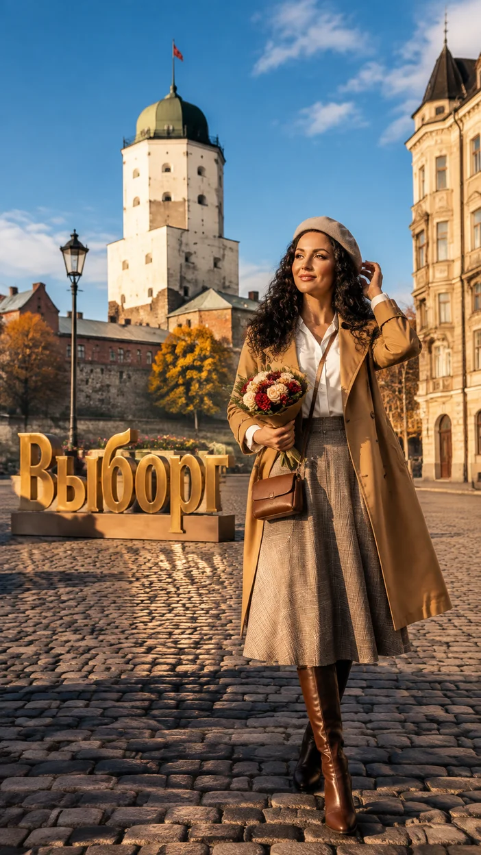 Фотосессия девушки у Выборгского замка