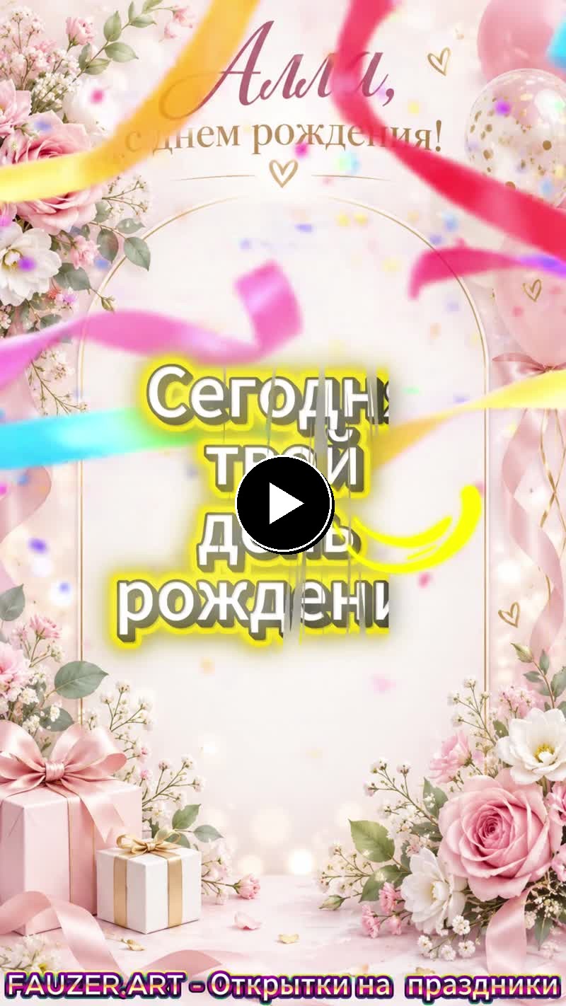 Видеооткрытка с поздрвлениями для Аллы 