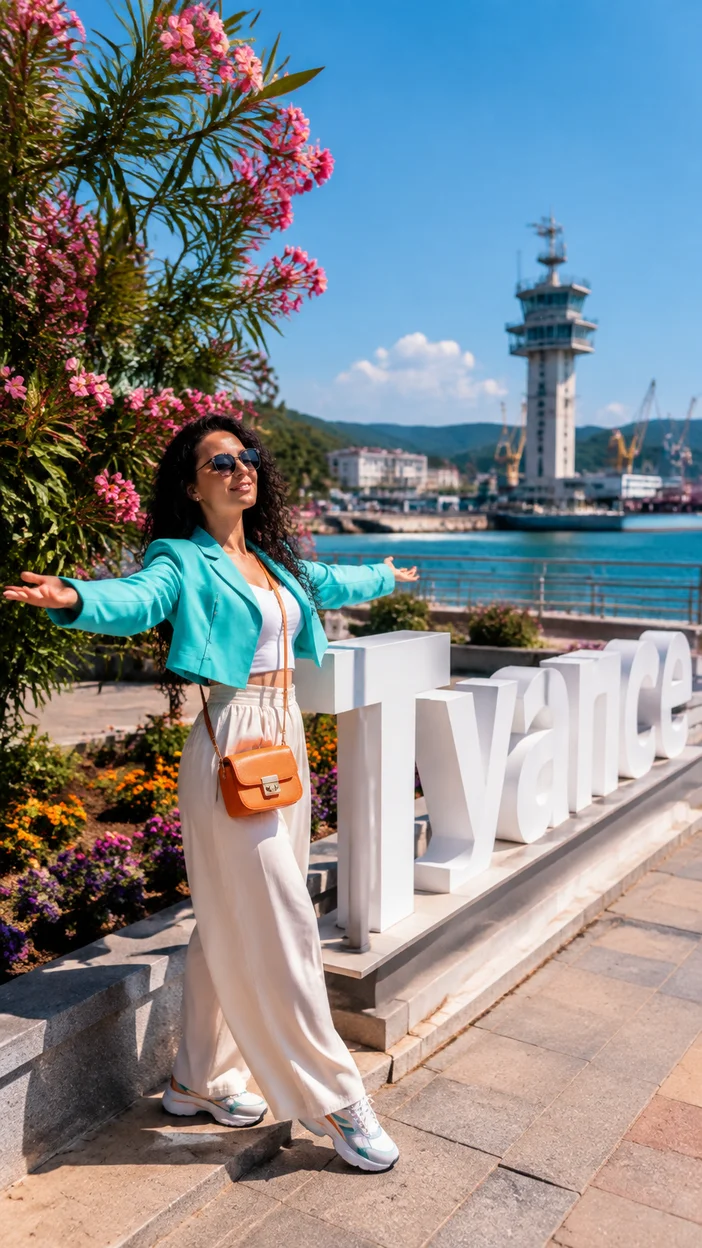 Фотосессия девушки на набережной в Туапсе