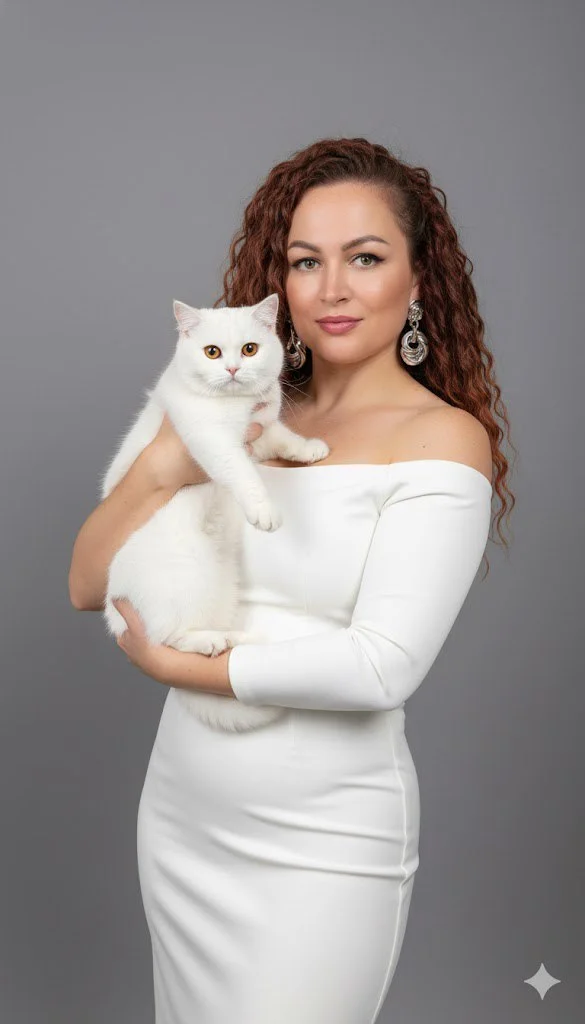 ИИ-фотосессия — Студийная нежность с кошкой