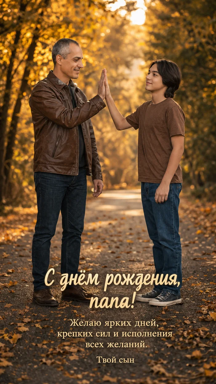 Фотосессия осенний киносюжет: папа и сын на дороге