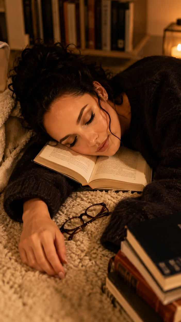 Фотосессия уснувшей с книгой
