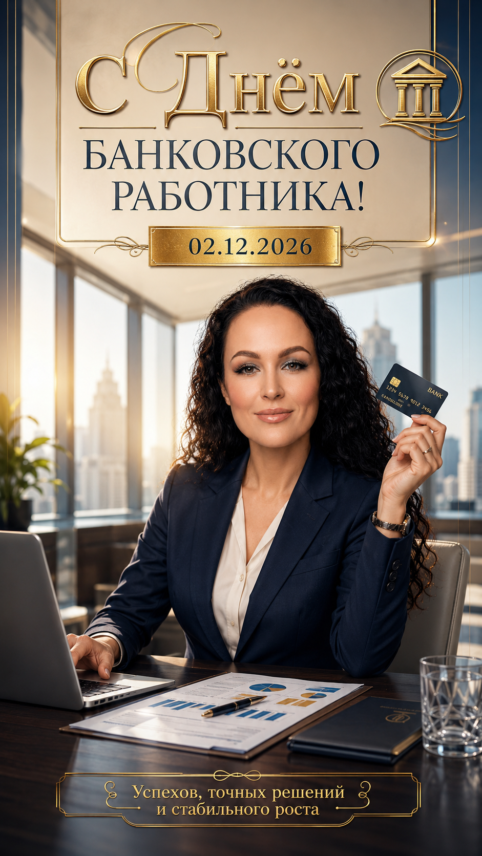 День банковского работника — 02.12.2026 — элегантная деловая открытка
