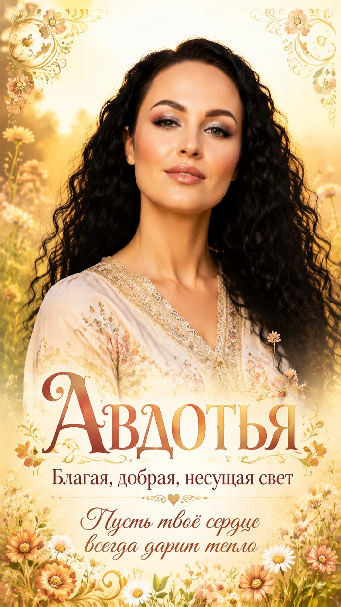 Авдотья   - открытка с именем и поздравлением и фото