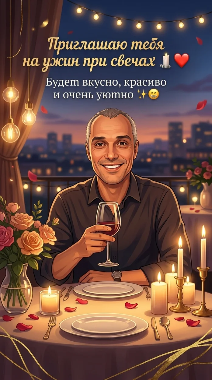 Пригласительная открытка на ужин при свечах 