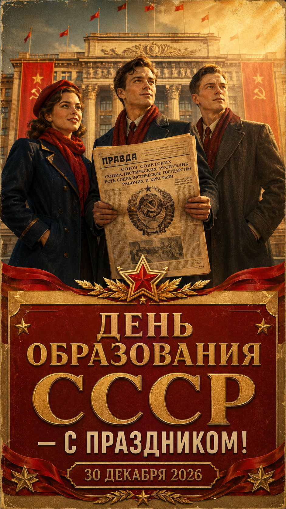 День образования СССР — 30.12.2026 — памятная историческая открытка