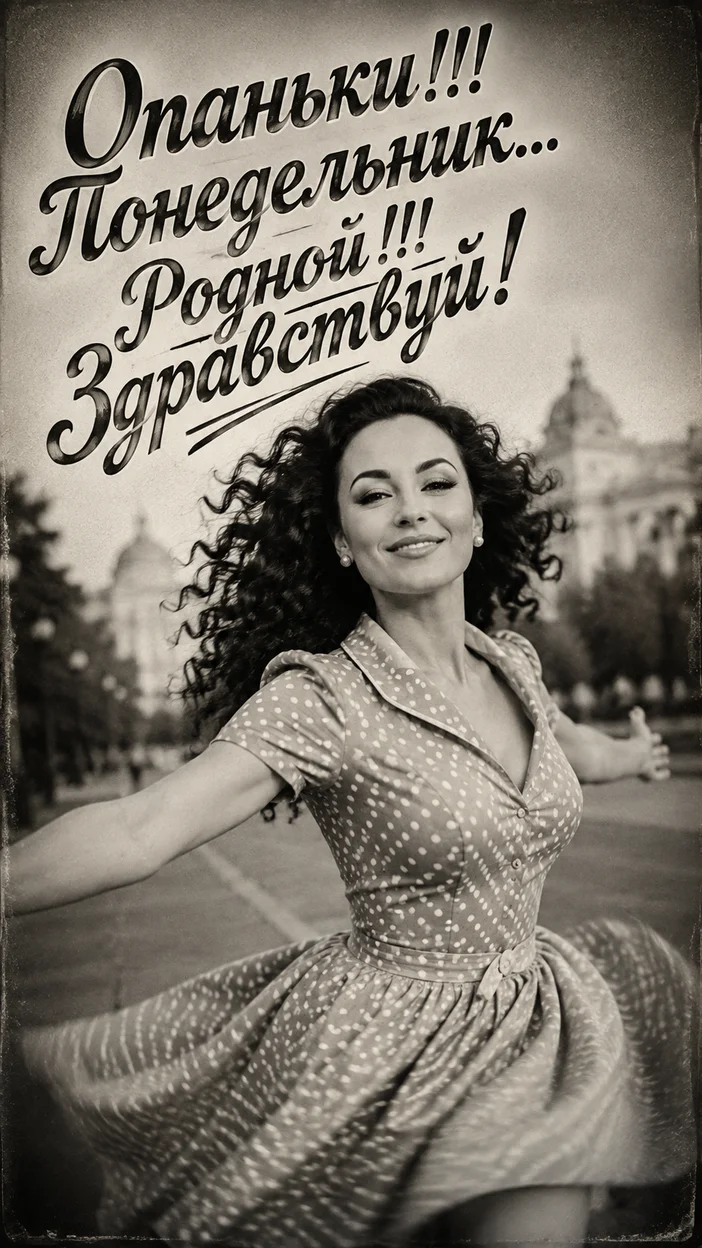 Фотооткрытка для всех с текстом "Опаньки!!! Понедельник… Родной!!! Здравствуй!"