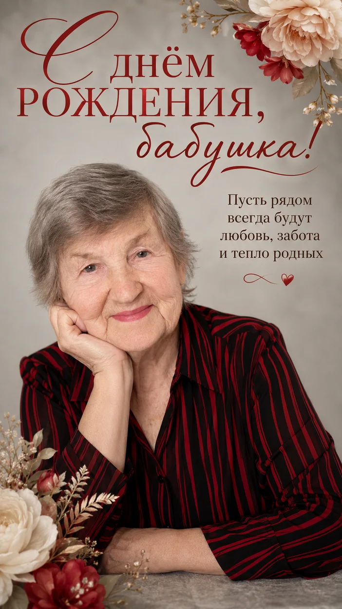 Фотосессия студийный нежный портрет бабушки на день рождения 