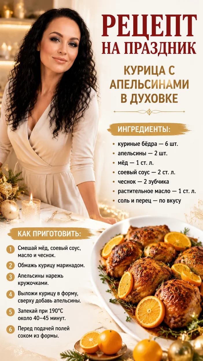 Фотосессия рецепта курицы с апельсинами
