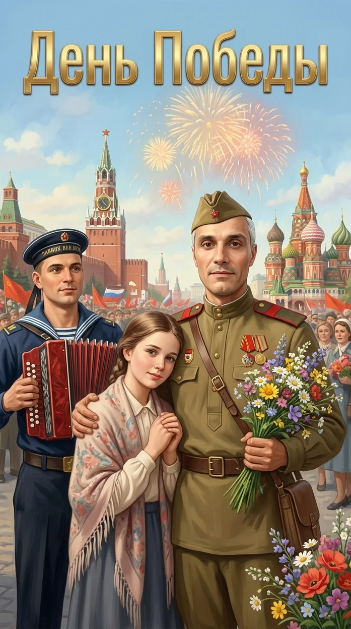 открытка День победы, иллюстрация-ваше лицо