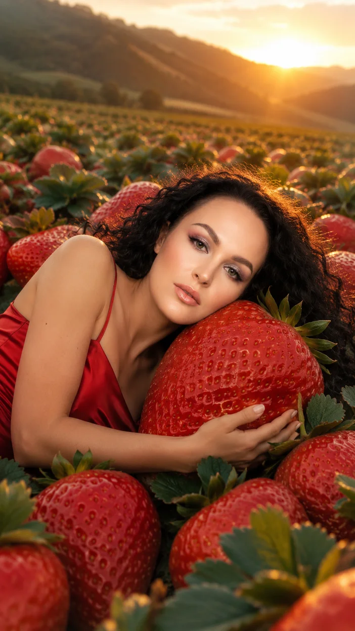  Портрет среди гигантской клубники фотосессия 