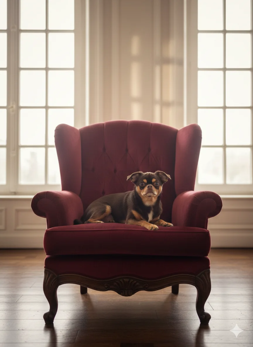 Собака на кресле 