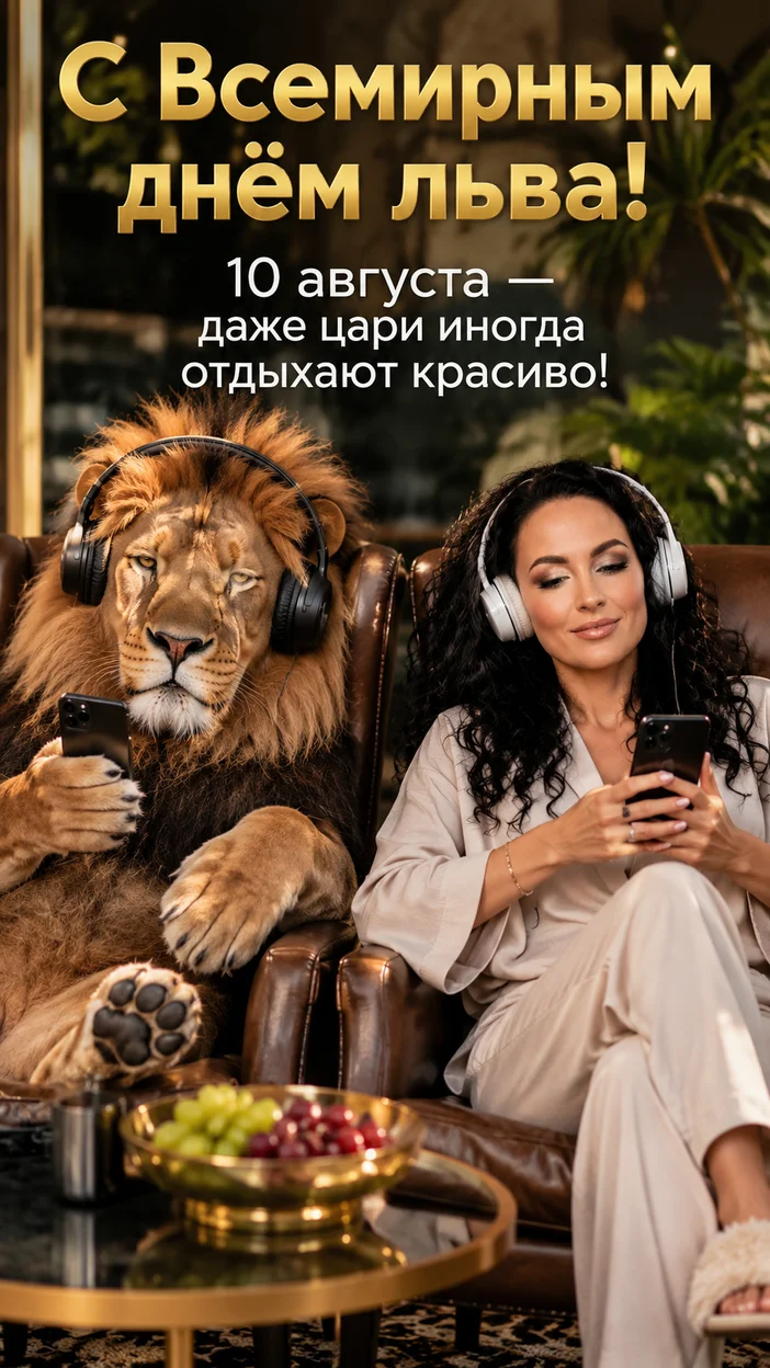 Фотооткрытка «Лев на чиле и я с ним»